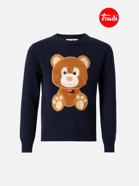 Girocollo Douglas in misto cashmere con patch Orso Trudi | TRUDI SPECIAL EDITION