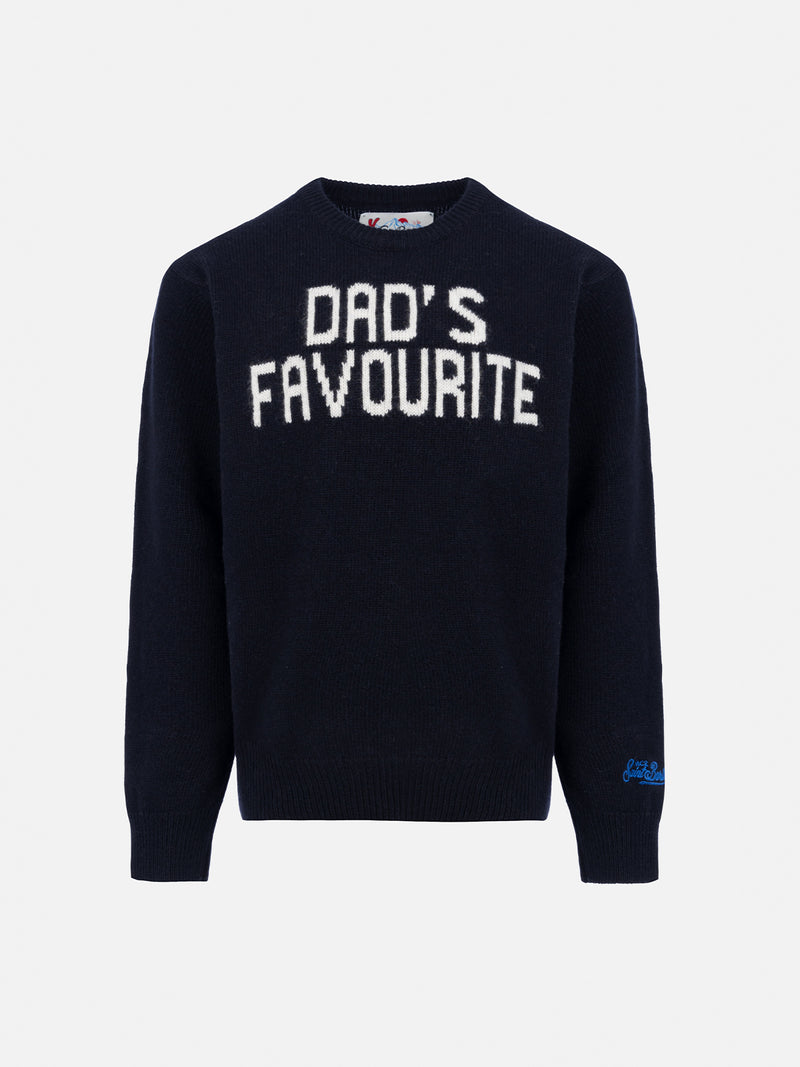 Boy blue crewneck sweater Douglas with Dad's favourite print