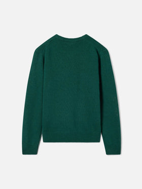 Jersey de punto con cuello redondo Green Douglas con bordado Piccolo Lord 
