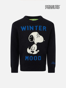 Blauer Marineblauer Snoopy Winter Mood-Pullover für Jungen – Sonderedition