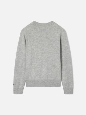 Pull en maille à col rond gris Douglas avec intarsia Snoopy | Special edition 