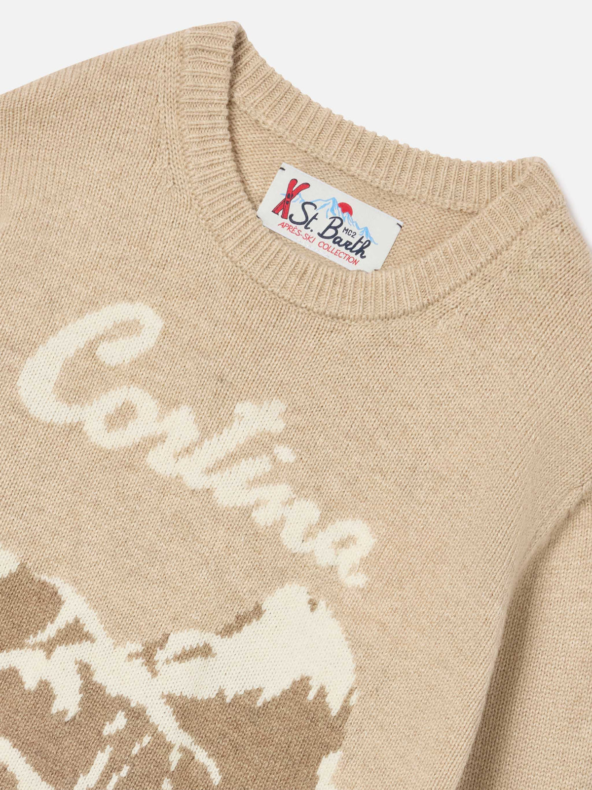 Punto de cuello redondo Beige Douglas con intarsia Cortina 