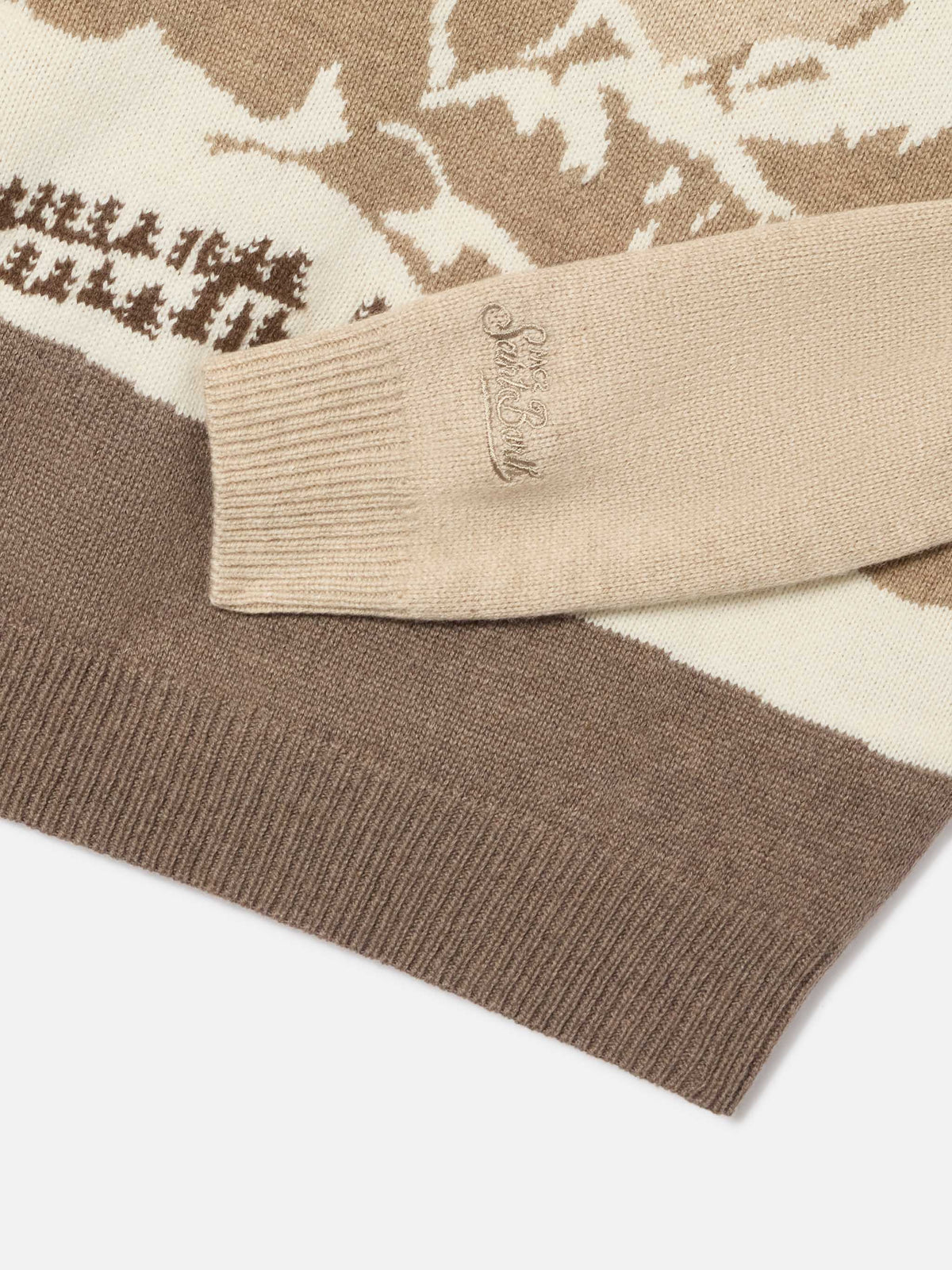 Punto de cuello redondo Beige Douglas con intarsia Cortina 