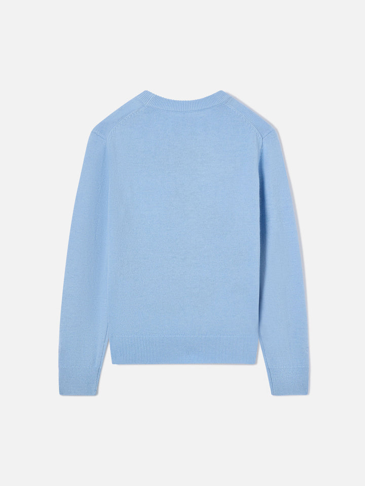 Light blue Douglas crewneck knit with Mickey Mouse intarsia | Special edition