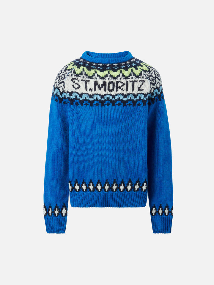 Maglione in alpaca Douglas con jacquard fair isle e St. Moritz