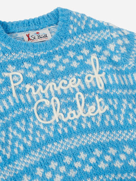 Girocollo Douglas Soft azzurro con ricamo Prince of Chalet