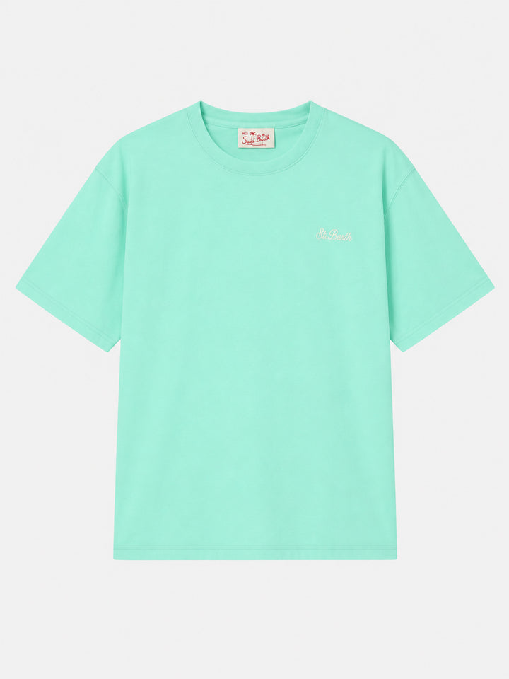 T-shirt Dover verde salvia con ricamo logo