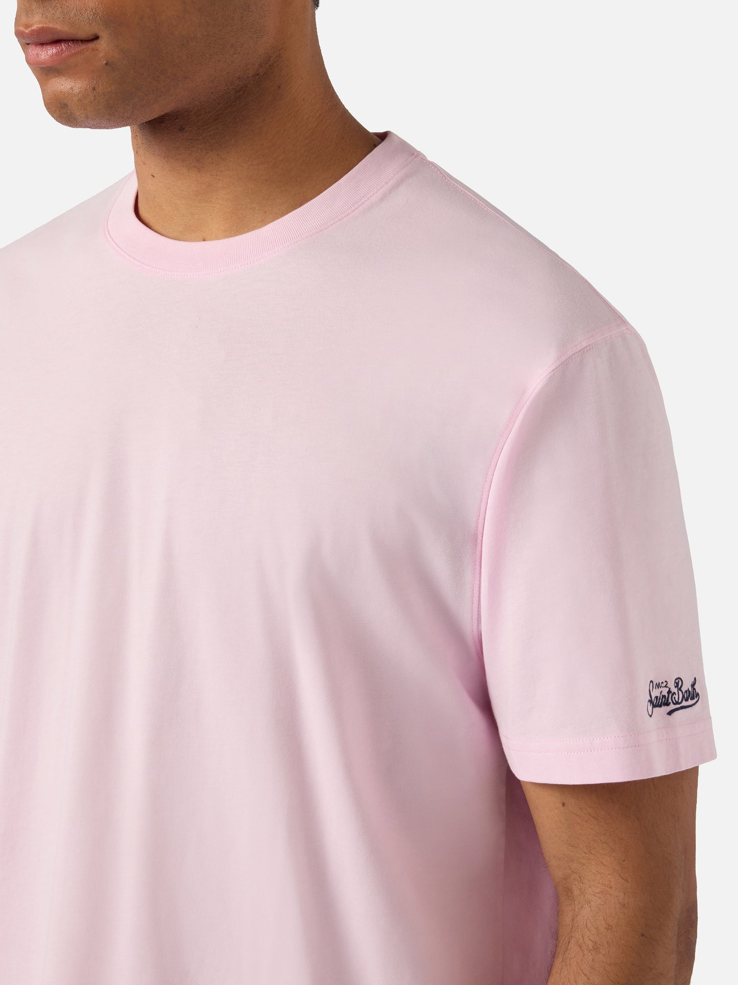 T-shirt Dover rosa in cotone con ricamo logo