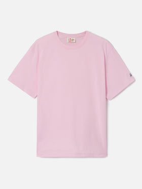 T-shirt Dover rosa in cotone con ricamo logo