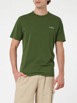 Man military green cotton jersey t-shirt Dover with St. Barth embroidery