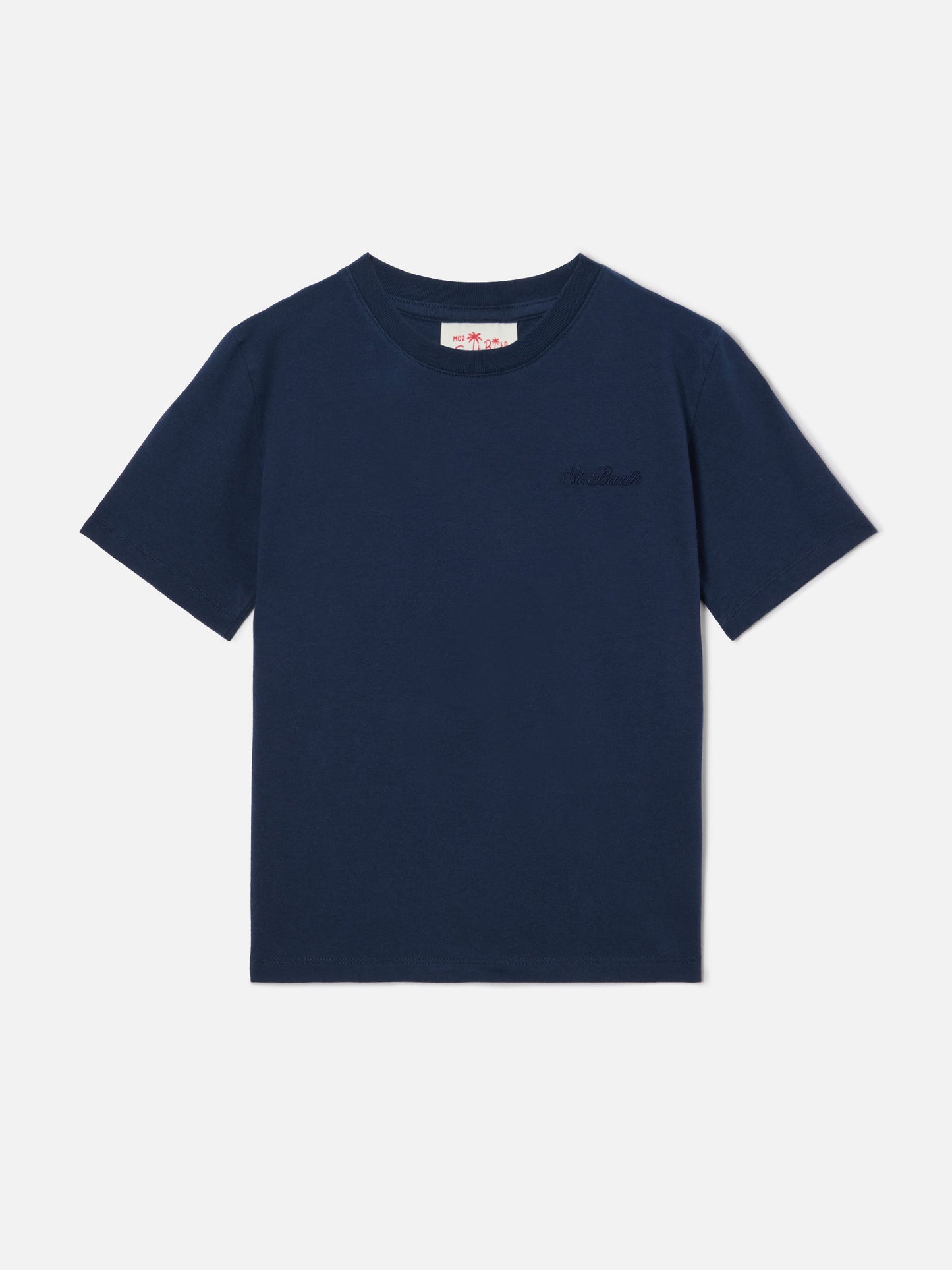 Navy blue Dover Jr t-shirt in pure cotton with embroidered logo