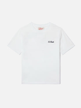T-shirt Dover Jr in puro cotone bianco con logo ricamato