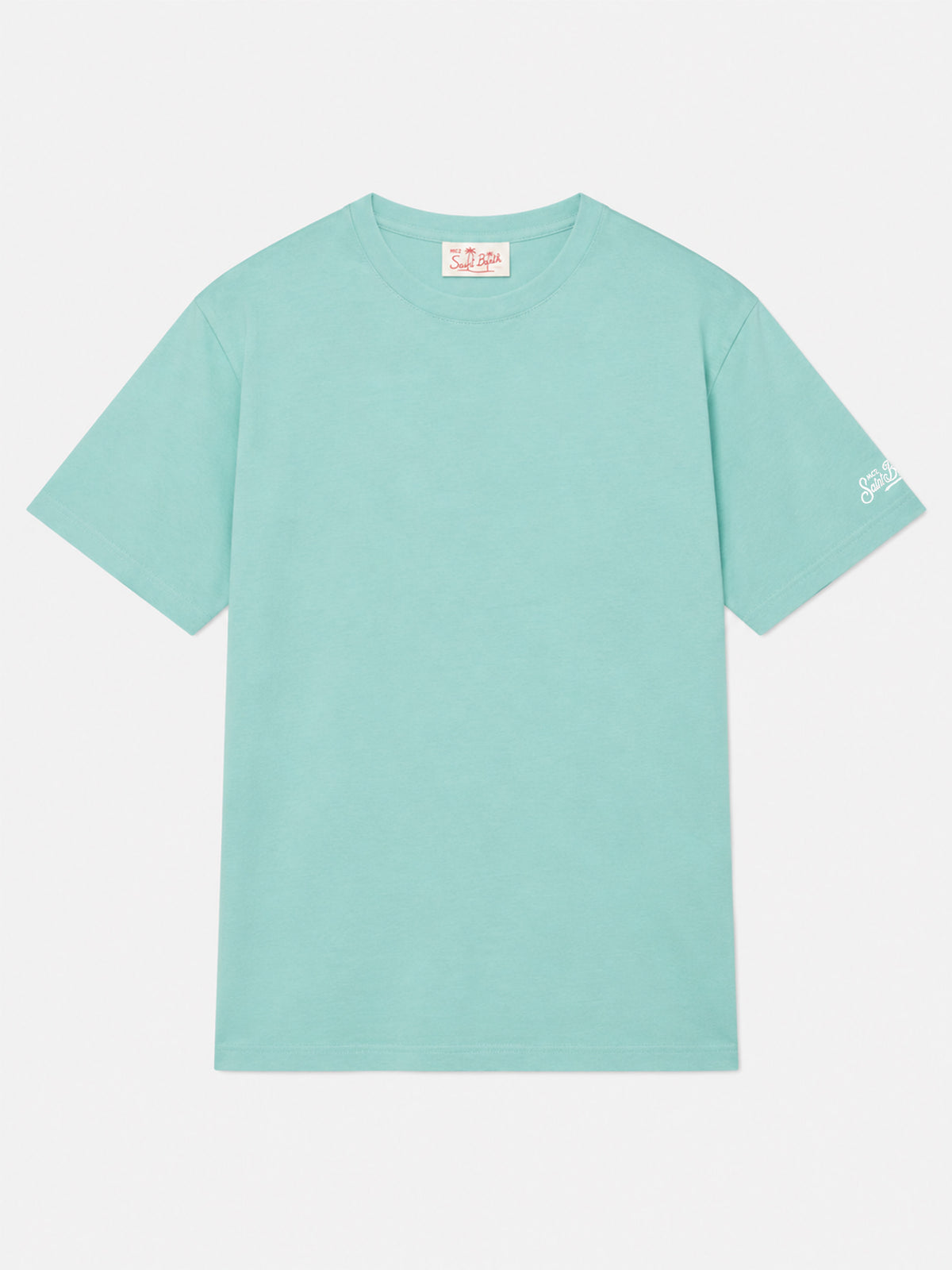Salbeigrünes T-Shirt aus Baumwolljersey Dover mit St. Barth Stickerei 