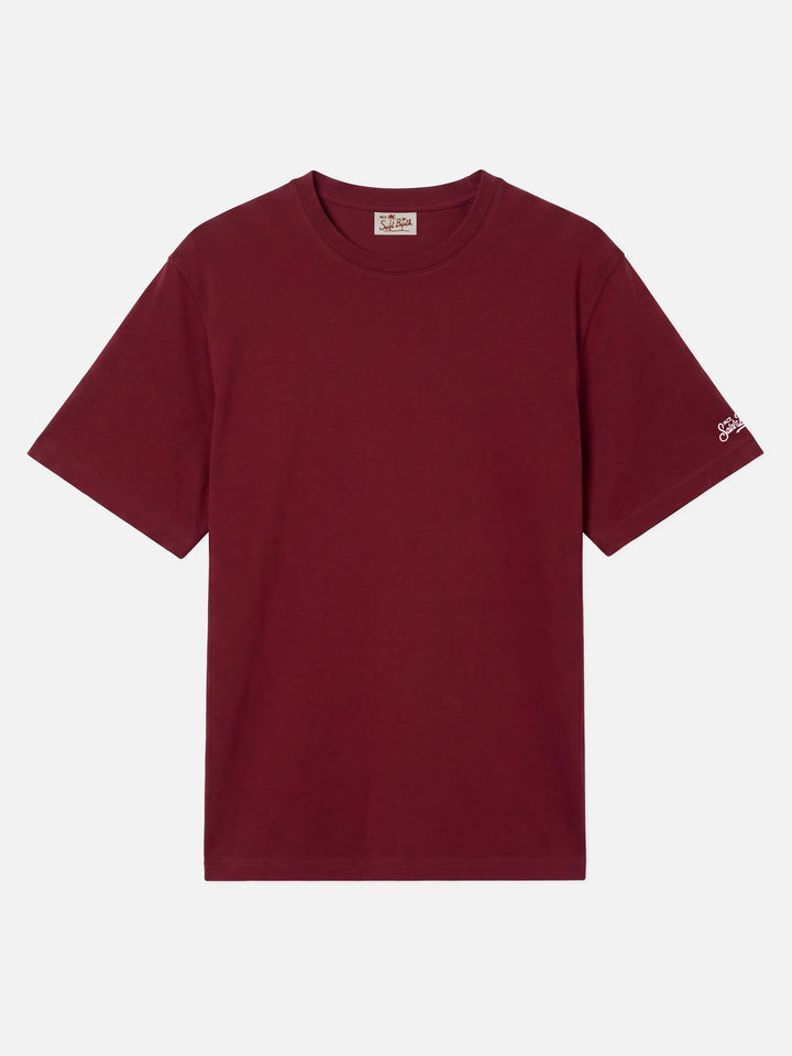 Dover bordeaux cotton jersey t-shirt with St. Barth embroidery