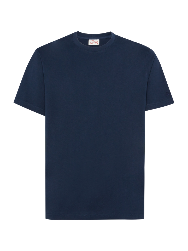 Marineblaues Baumwolljersey-T-Shirt Dover mit St. Barth-Stickerei