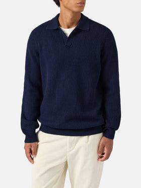 Polo in maglia Downing in lana blu notte