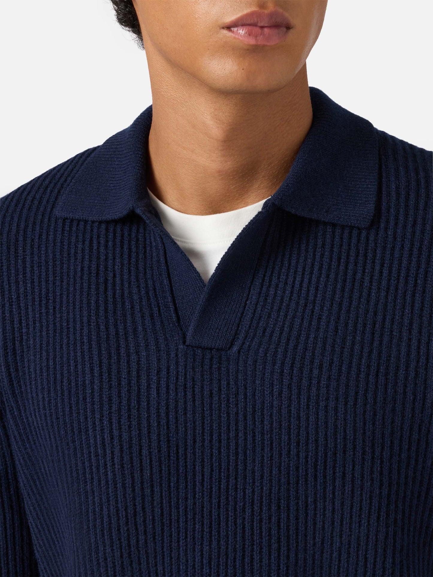 Polo in maglia Downing in lana blu notte