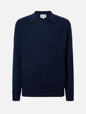 Polo in maglia Downing in lana blu notte