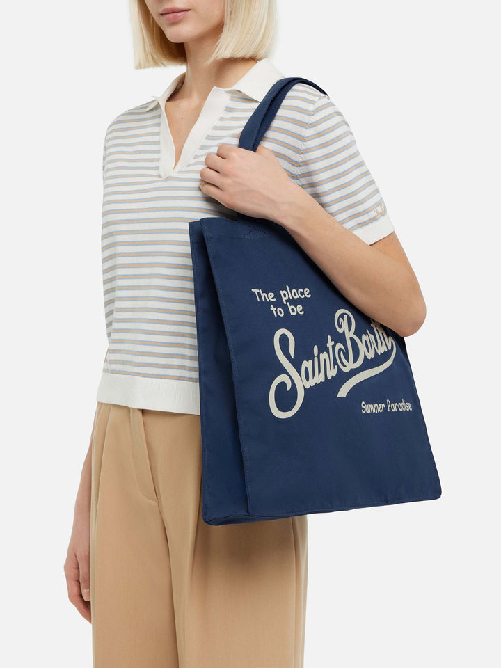 Essentielle, flache Baumwolltasche mit Saint Barth-Logo