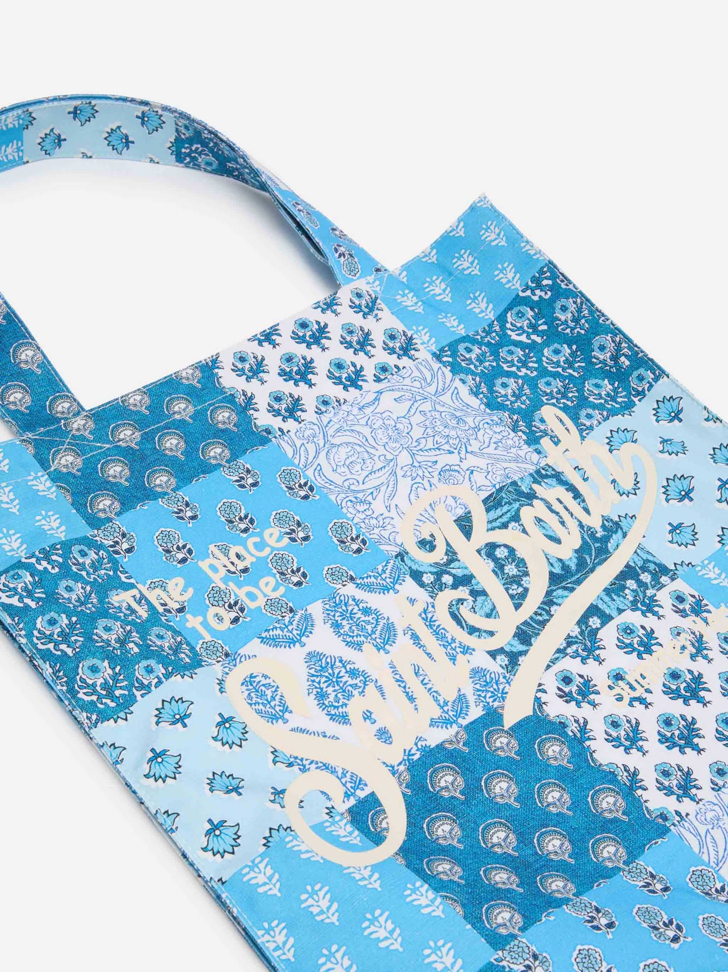 Borsa Essential in cotone floreale con logo Saint Barth