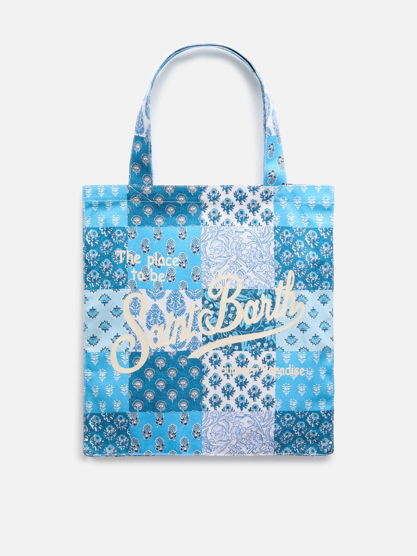 Borsa Essential in cotone floreale con logo Saint Barth