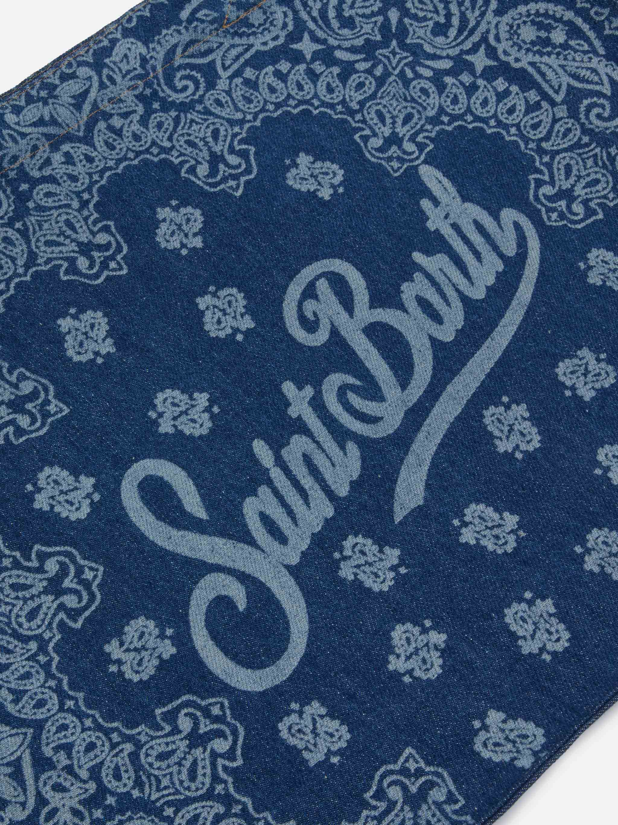 Meditations ショルダーバッグ Batik Logo Essential denim tote bag with bandana print and contrasting logo