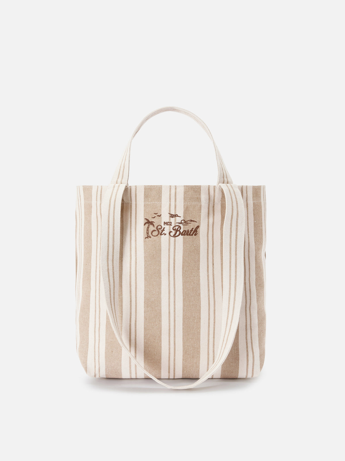 Essential Beach beige and white striped cotton tote bag – MC2 