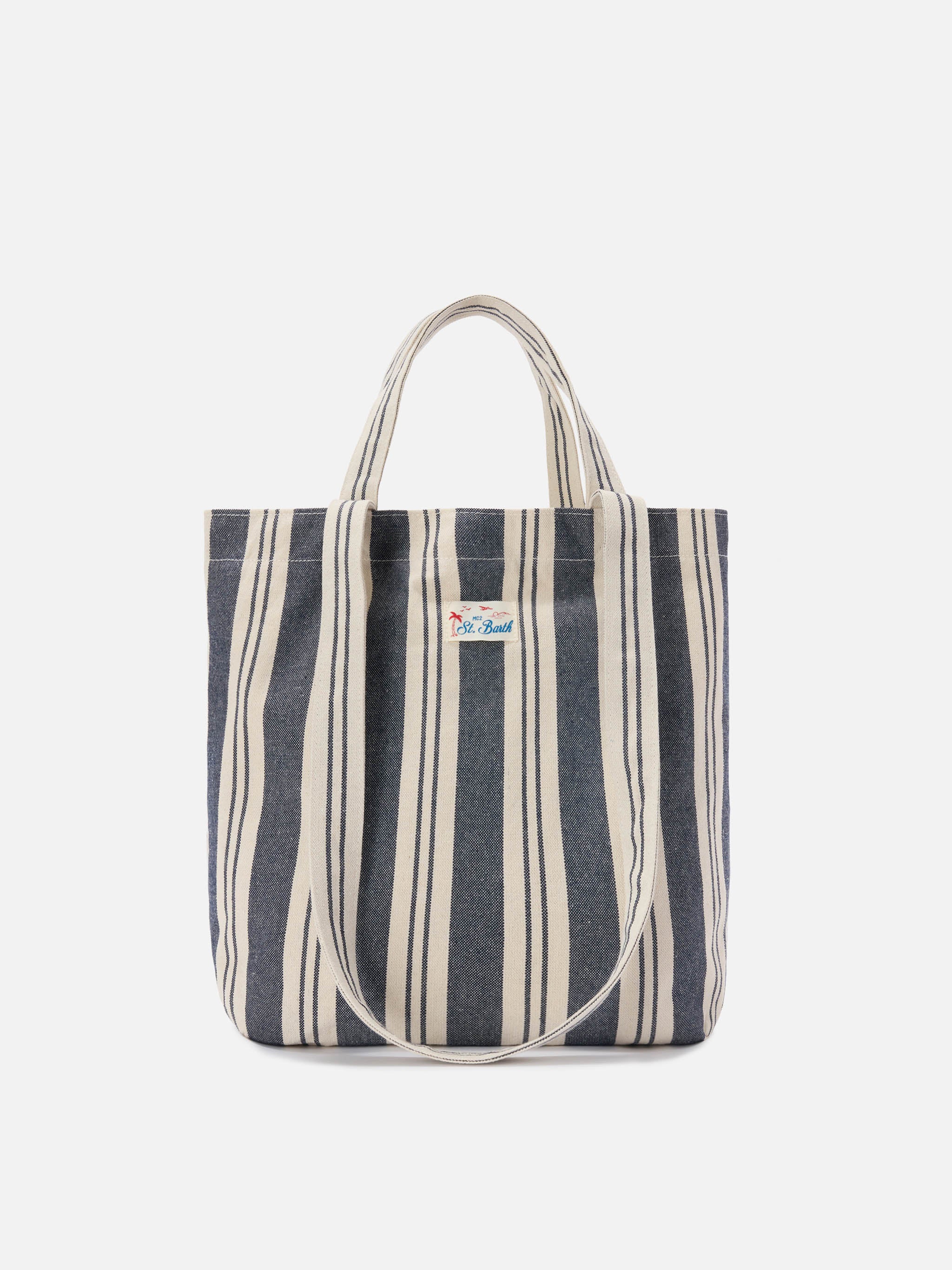 would.U トートバック　White stripe Essential Beach blue and white striped cotton tote bag – MC2 Saint