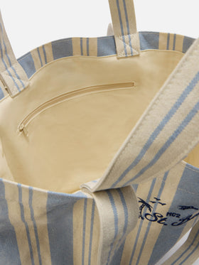 Borsa tote Essential Beach in cotone a righe azzurro e bianche