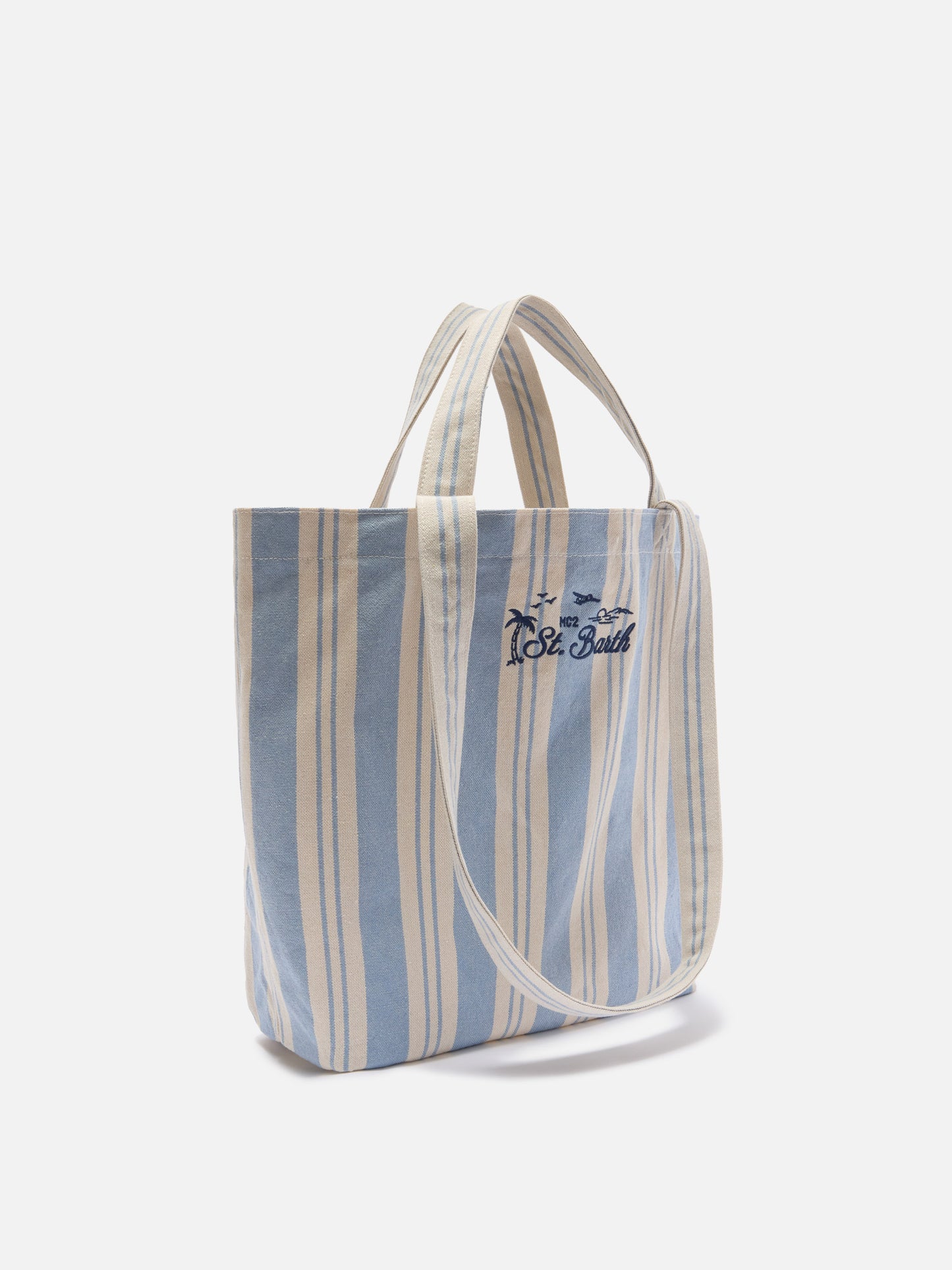 Borsa tote Essential Beach in cotone a righe azzurro e bianche