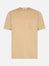 T-shirt da uomo Ecstasea in jersey di lino beige con taschino