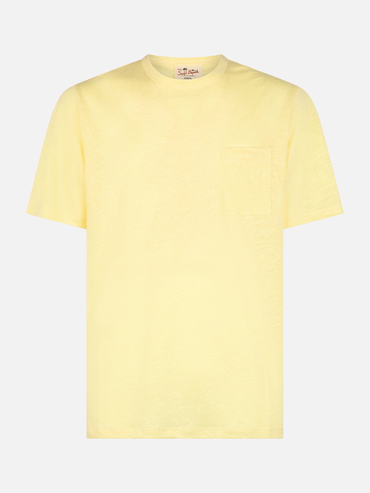 T-shirt da uomo Ecstasea in jersey di lino giallo con taschino