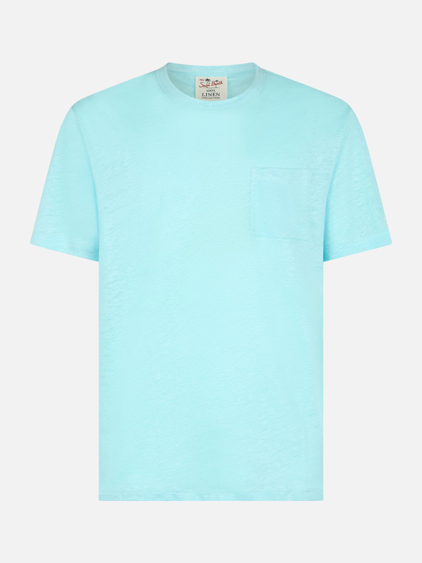 T-shirt da uomo Ecstasea in jersey di lino verde acqua con taschino
