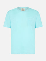 Man water green linen jersey t-shirt Ecstasea with pocket