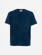 Man navy blue linen jersey t-shirt Ecstasea with pocket