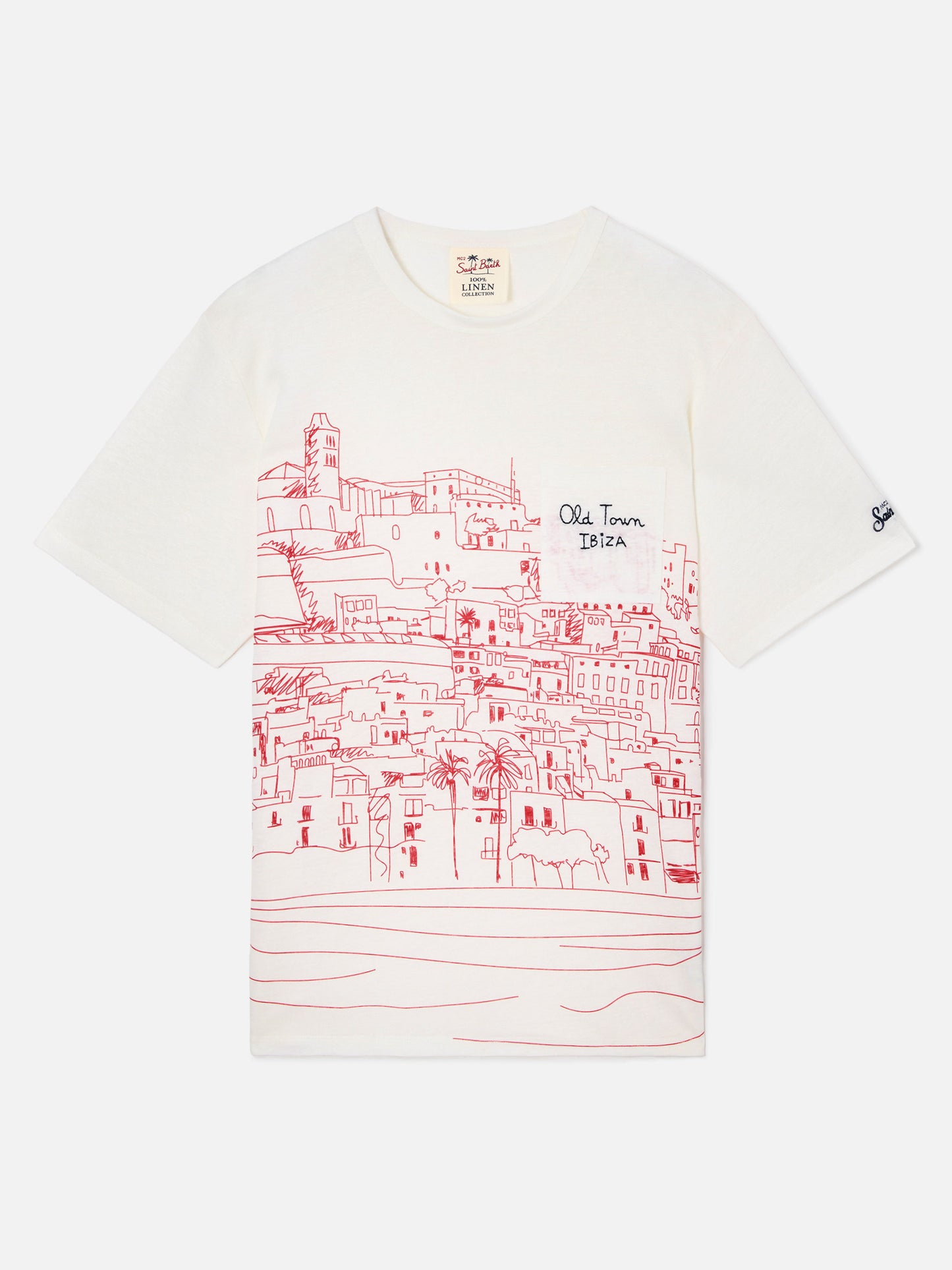 Ecstasea linen jersey t-shirt with Ibiza print