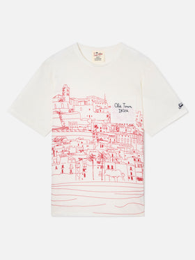Ecstasea linen jersey t-shirt with Ibiza print