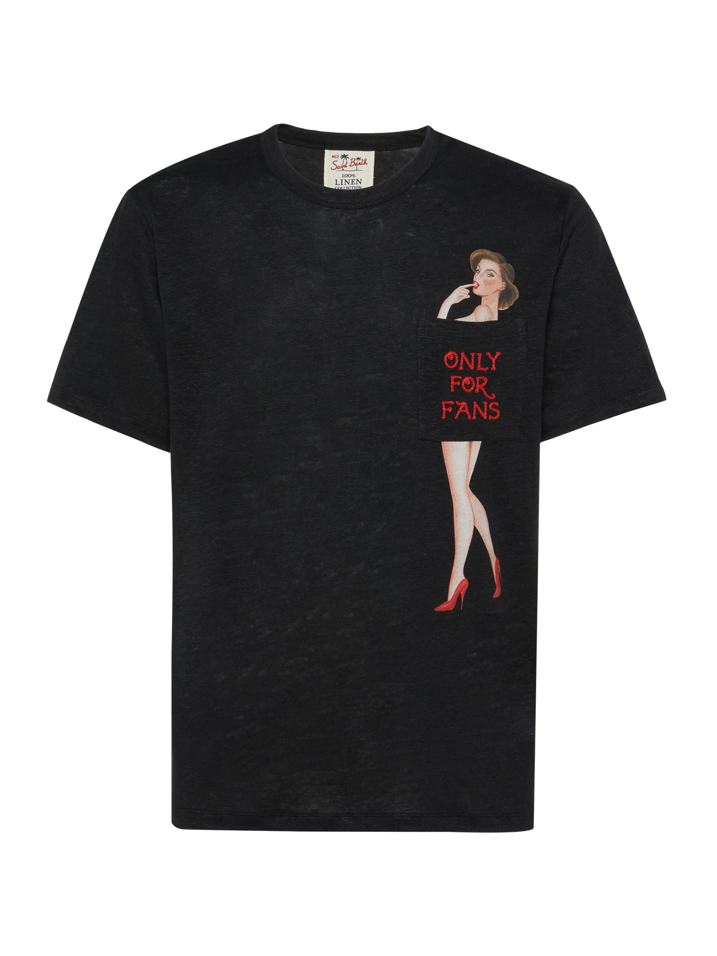 Tshirt Ecstasea in jersey di lino con taschino stampato e ricamato