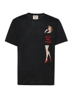 Tshirt Ecstasea in jersey di lino con taschino stampato e ricamato