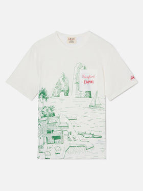 T-shirt en jersey de lin Ecstasea avec imprimé Capri 