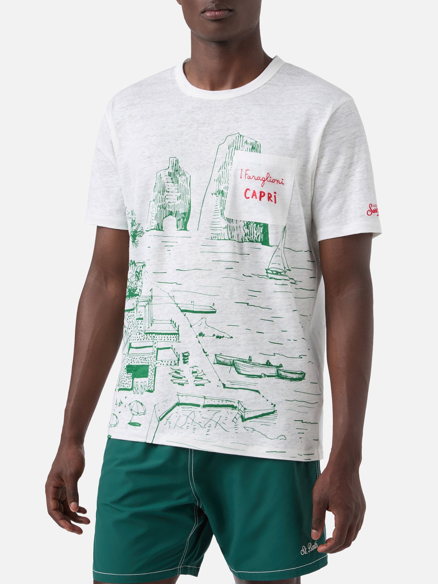 T-shirt en jersey de lin Ecstasea avec imprimé Capri 