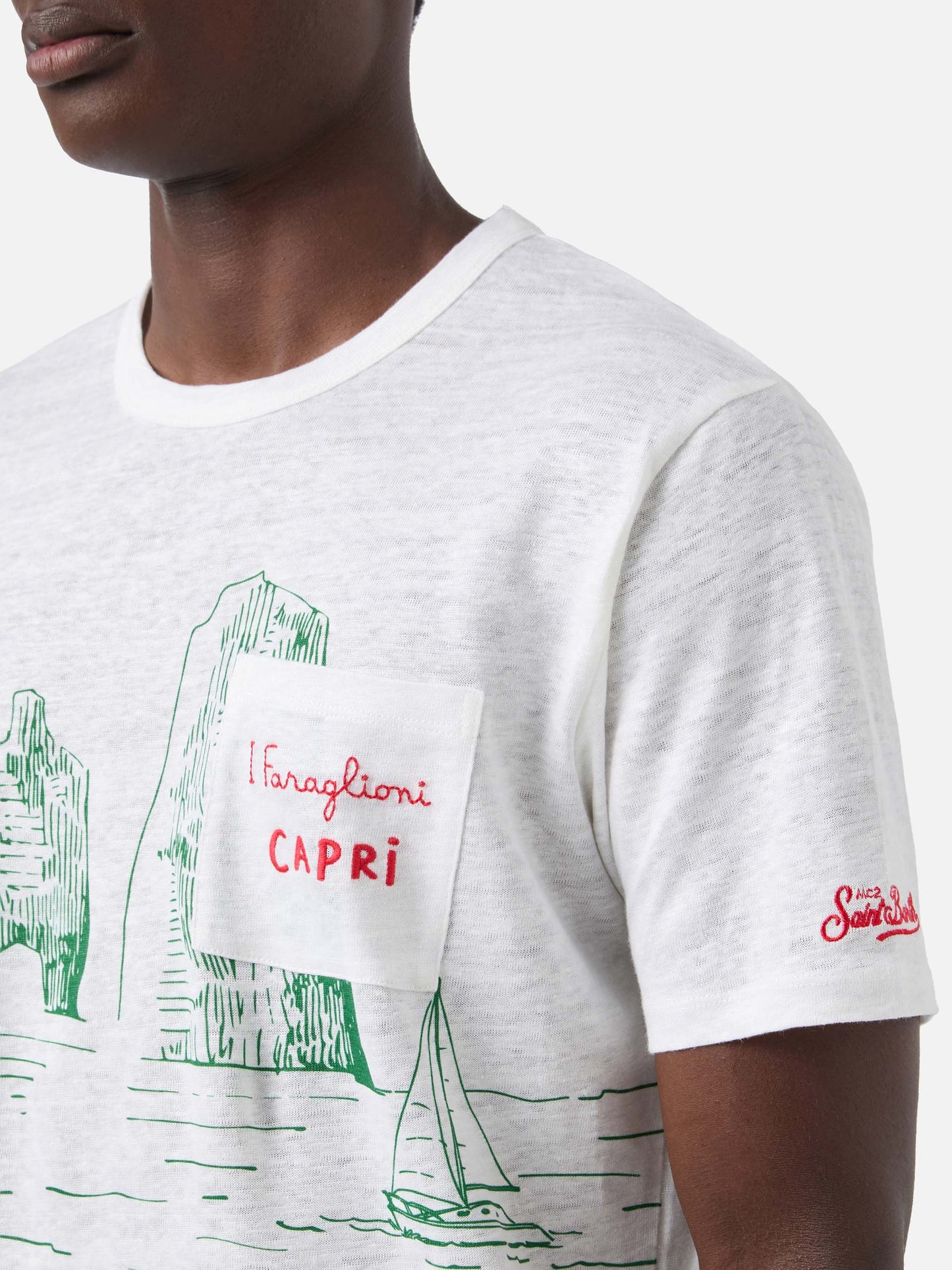 T-shirt en jersey de lin Ecstasea avec imprimé Capri 