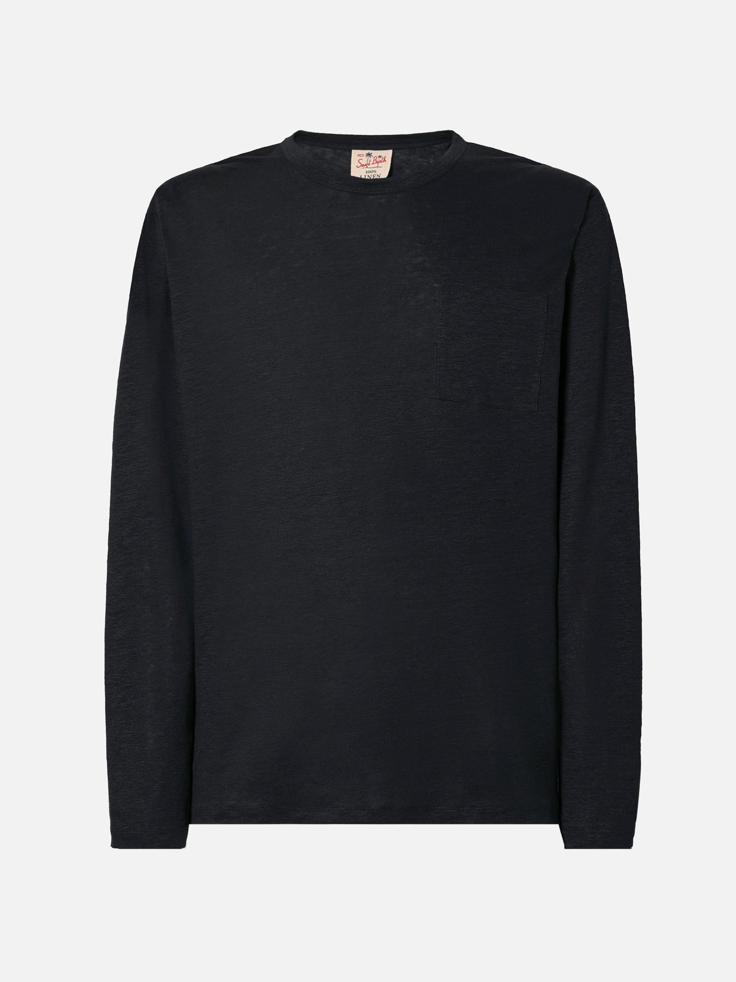 Schwarzes Herren-T-Shirt aus Leinenjersey Ecstasea mit Tasche