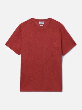 Red Ecstasea pure linen t-shirt with logo embroidery