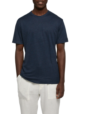 Marineblaues Leinenjersey-T-Shirt Ecstasea
