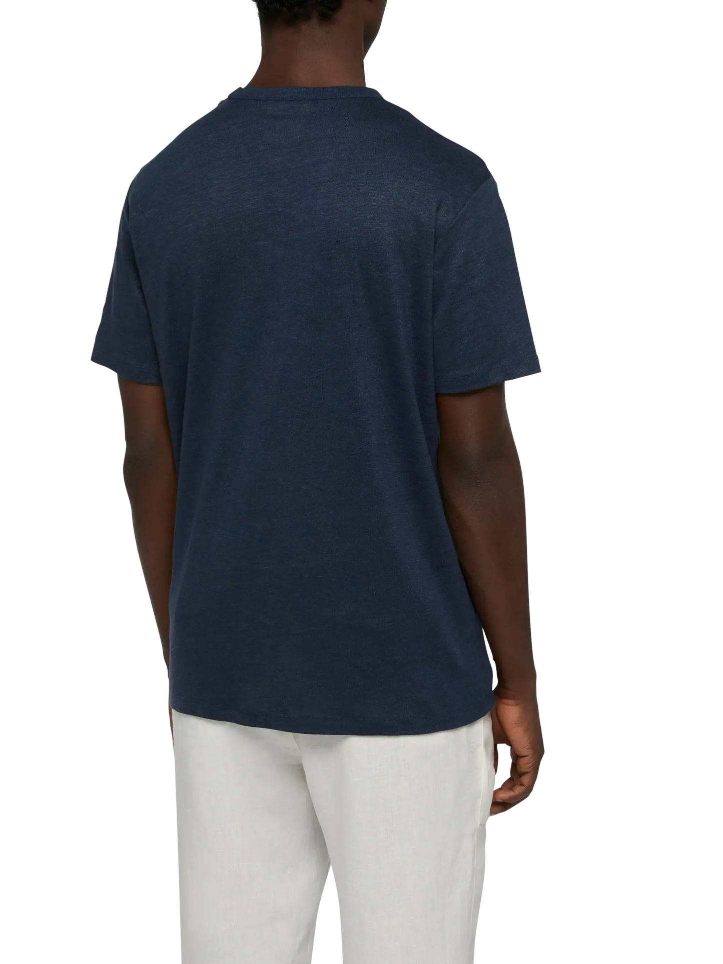 Marineblaues Leinenjersey-T-Shirt Ecstasea