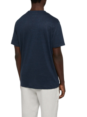 Marineblaues Leinenjersey-T-Shirt Ecstasea