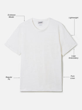 Weißes T-Shirt aus reinem Leinen Ecstasea mit Logostickerei 