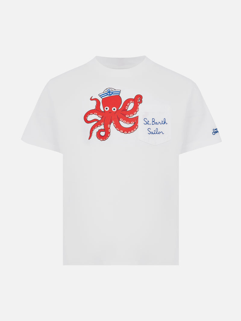 T-shirt Eddy in cotone con stampa polpo e ricamo St. Barth Sailor