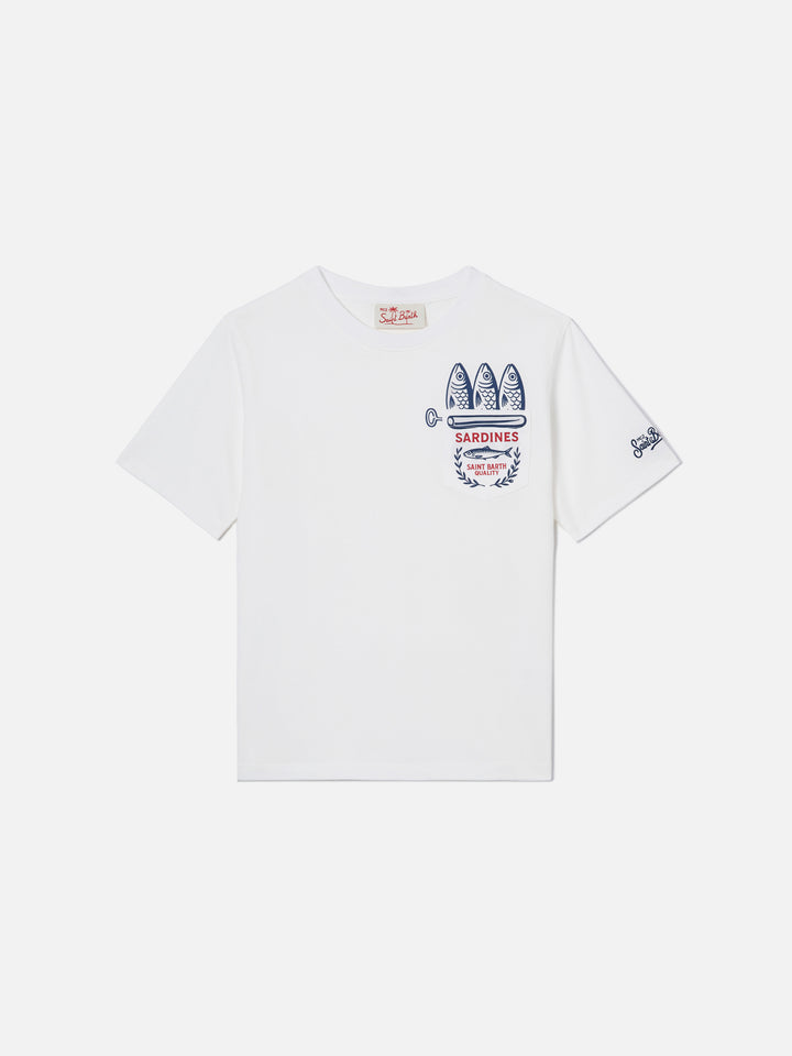 Eddy t-shirt with chest pocket and Sardines illustration